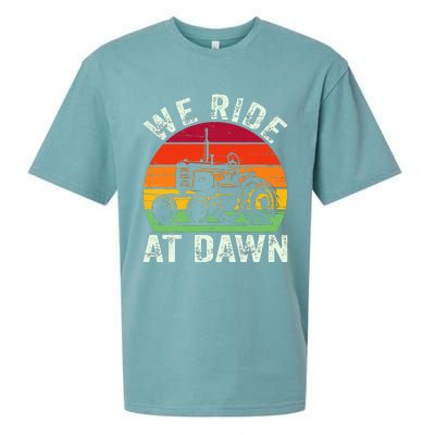 We Ride At Dawn Lawn Mower Farmer Dad Tractor Yard Work Sueded Cloud Jersey T-Shirt