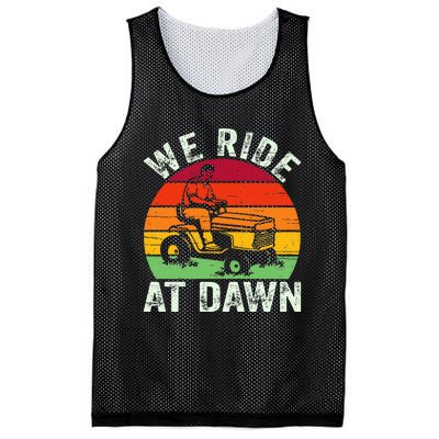 We Ride At Dawn Lawn Mower Farmer Dad Tractor Yard Work Mesh Reversible Basketball Jersey Tank