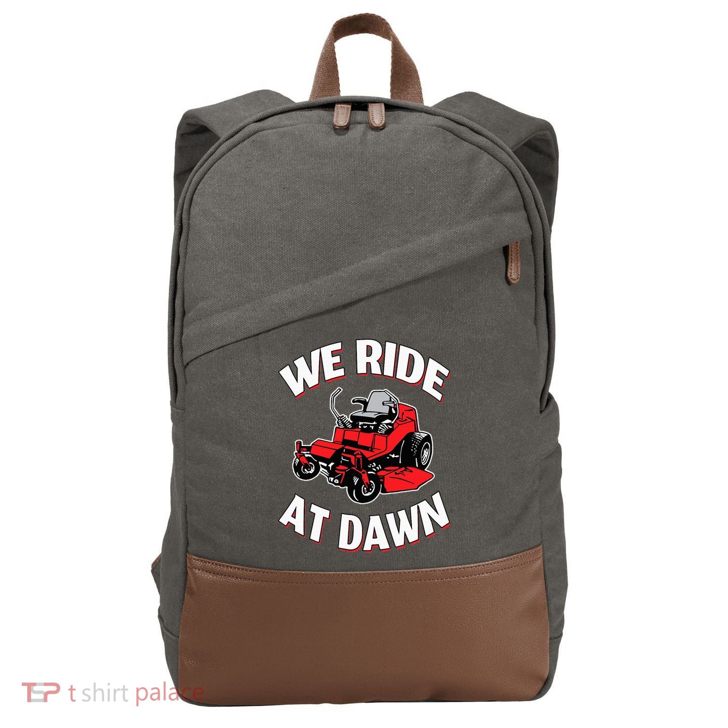 We Ride At Dawn Lawnmower Cotton Canvas Backpack