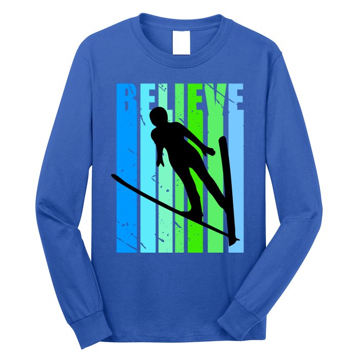 Wo Retro Alpine Ski Jumping Jumper Female Competition Funny Gift Long Sleeve Shirt