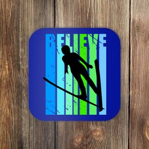 Wo Retro Alpine Ski Jumping Jumper Female Competition Funny Gift Coaster