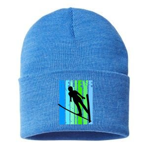 Wo Retro Alpine Ski Jumping Jumper Female Competition Funny Gift Sustainable Knit Beanie