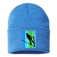 Wo Retro Alpine Ski Jumping Jumper Female Competition Funny Gift Sustainable Knit Beanie