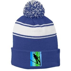 Wo Retro Alpine Ski Jumping Jumper Female Competition Funny Gift Stripe Pom Pom Beanie