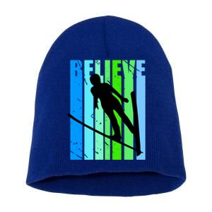 Wo Retro Alpine Ski Jumping Jumper Female Competition Funny Gift Short Acrylic Beanie