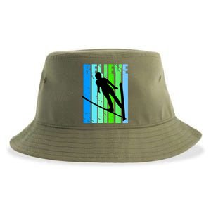 Wo Retro Alpine Ski Jumping Jumper Female Competition Funny Gift Sustainable Bucket Hat