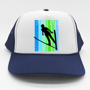 Wo Retro Alpine Ski Jumping Jumper Female Competition Funny Gift Trucker Hat