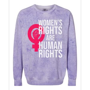 Women's Rights Are Human Rights Feminist Colorblast Crewneck Sweatshirt