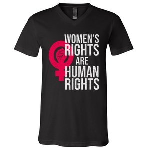 Women's Rights Are Human Rights Feminist V-Neck T-Shirt