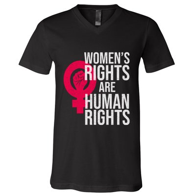 Women's Rights Are Human Rights Feminist V-Neck T-Shirt
