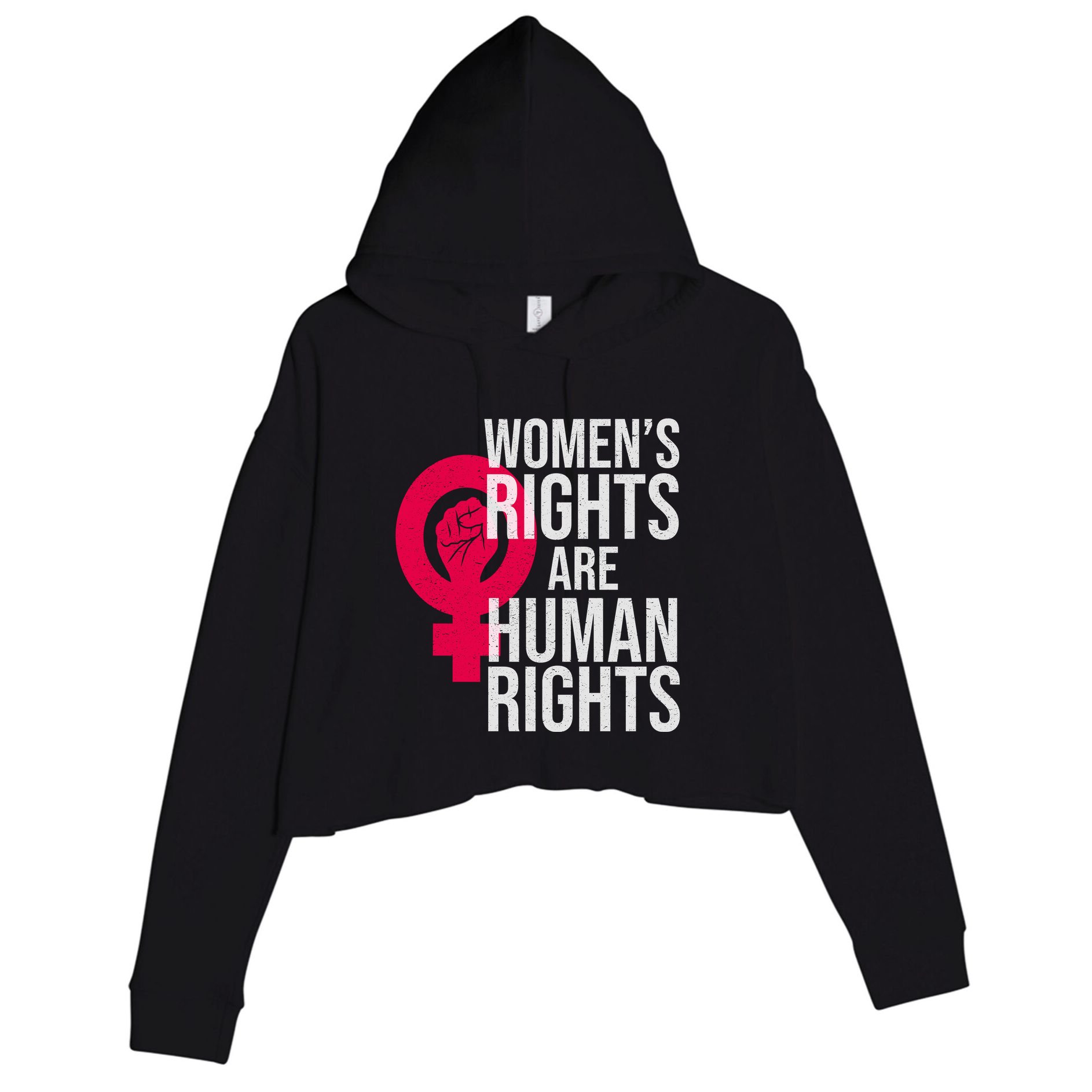 Women's Rights Are Human Rights Feminist Crop Fleece Hoodie