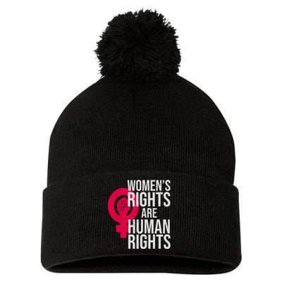 Women's Rights Are Human Rights Feminist Pom Pom 12in Knit Beanie