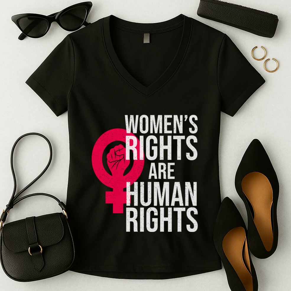 Women's Rights Are Human Rights Feminist Women's V-Neck T-Shirt
