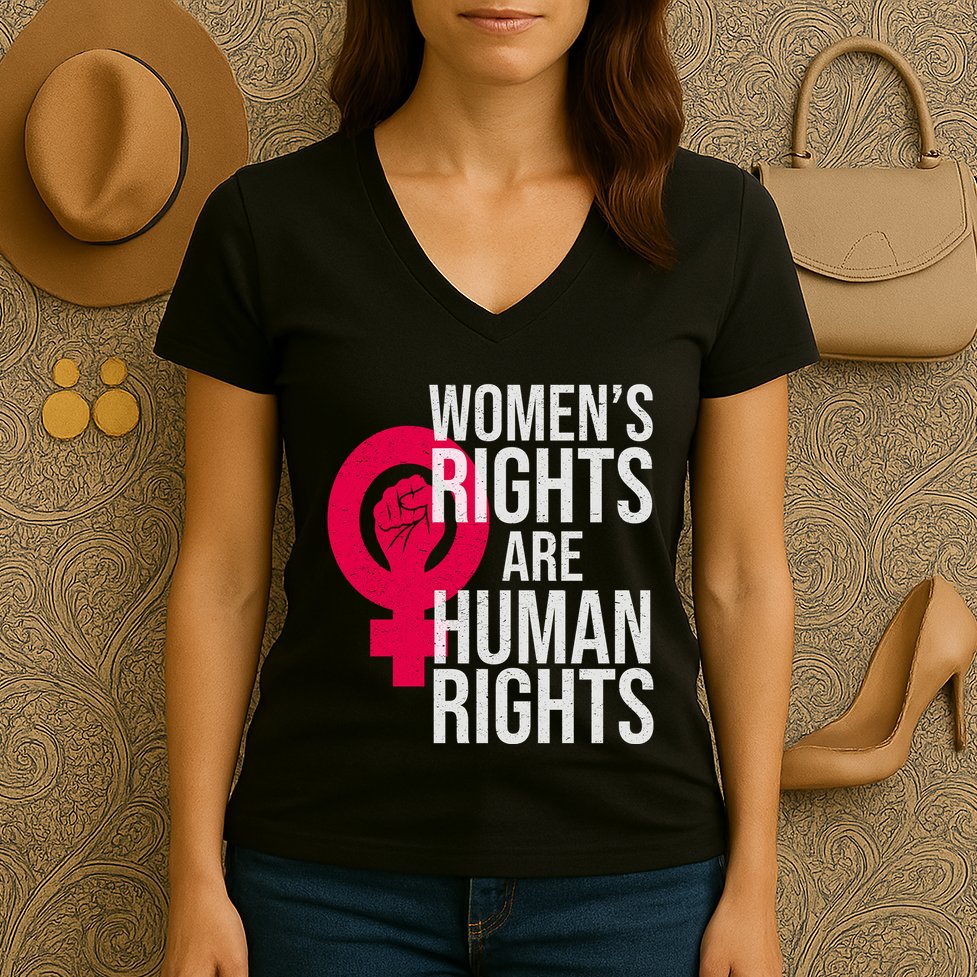 Women's Rights Are Human Rights Feminist Women's V-Neck T-Shirt