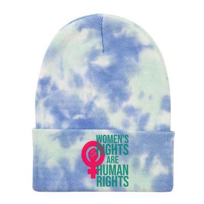 Women's Rights Are Human Rights Feminist Tie Dye 12in Knit Beanie