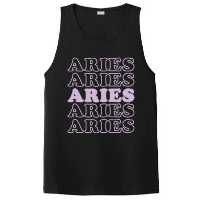 Womens Retro Aries Zodiac Birthday Purple Lilac Lavender March Cute PosiCharge Competitor Tank