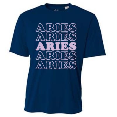 Womens Retro Aries Zodiac Birthday Purple Lilac Lavender March Cute Cooling Performance Crew T-Shirt