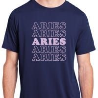 Womens Retro Aries Zodiac Birthday Purple Lilac Lavender March Cute Adult ChromaSoft Performance T-Shirt