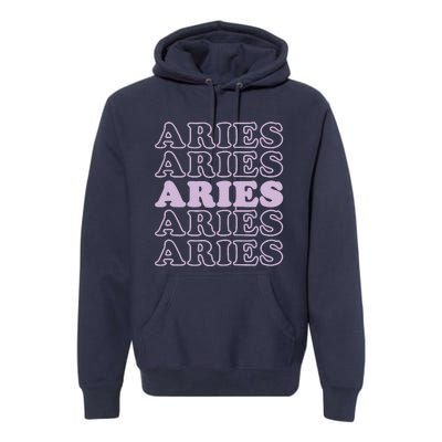 Womens Retro Aries Zodiac Birthday Purple Lilac Lavender March Cute Premium Hoodie