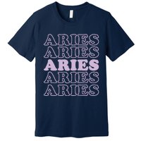 Womens Retro Aries Zodiac Birthday Purple Lilac Lavender March Cute Premium T-Shirt