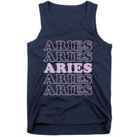 Womens Retro Aries Zodiac Birthday Purple Lilac Lavender March Cute Tank Top