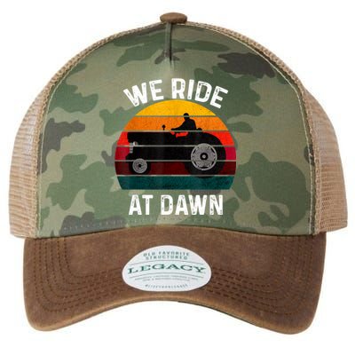 We Ride At Dawn Lawn Mower Lawn Mowing Dad Yard Work For Men Legacy Tie Dye Trucker Hat