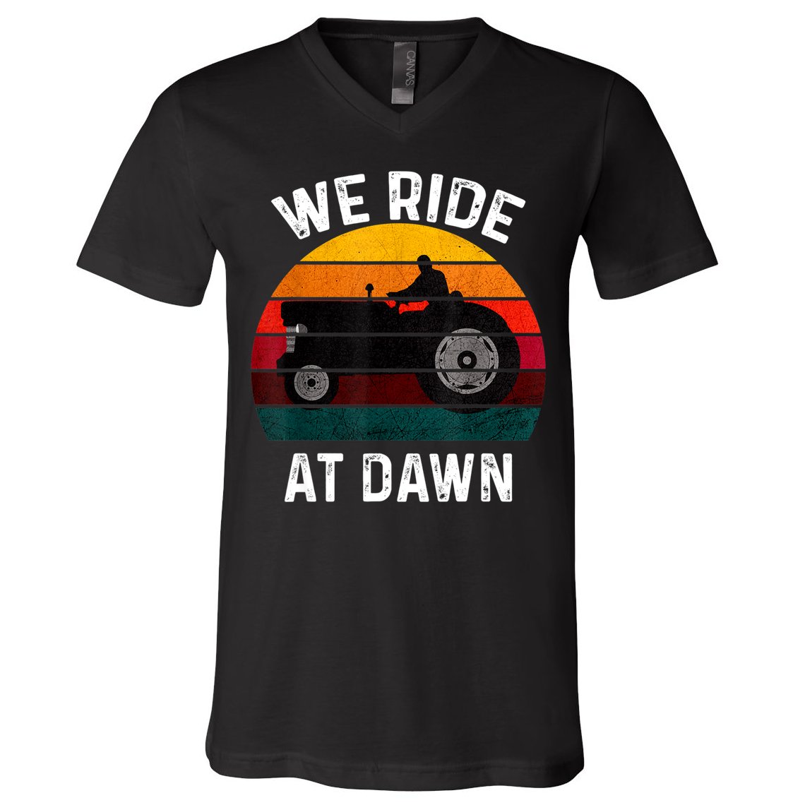 We Ride At Dawn Lawn Mower Lawn Mowing Dad Yard Work For Men V-Neck T-Shirt
