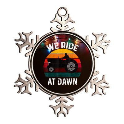 We Ride At Dawn Lawn Mower Lawn Mowing Dad Yard Work For Men Metallic Star Ornament