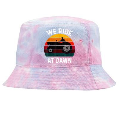 We Ride At Dawn Lawn Mower Lawn Mowing Dad Yard Work For Men Tie-Dyed Bucket Hat