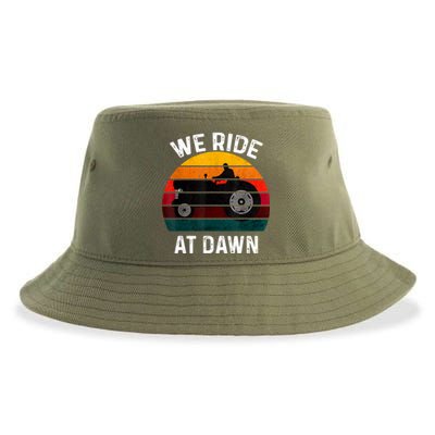 We Ride At Dawn Lawn Mower Lawn Mowing Dad Yard Work For Men Sustainable Bucket Hat