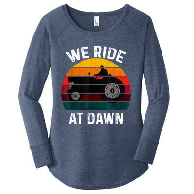 We Ride At Dawn Lawn Mower Lawn Mowing Dad Yard Work For Men Women's Perfect Tri Tunic Long Sleeve Shirt