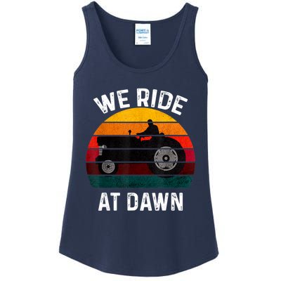 We Ride At Dawn Lawn Mower Lawn Mowing Dad Yard Work For Men Ladies Essential Tank