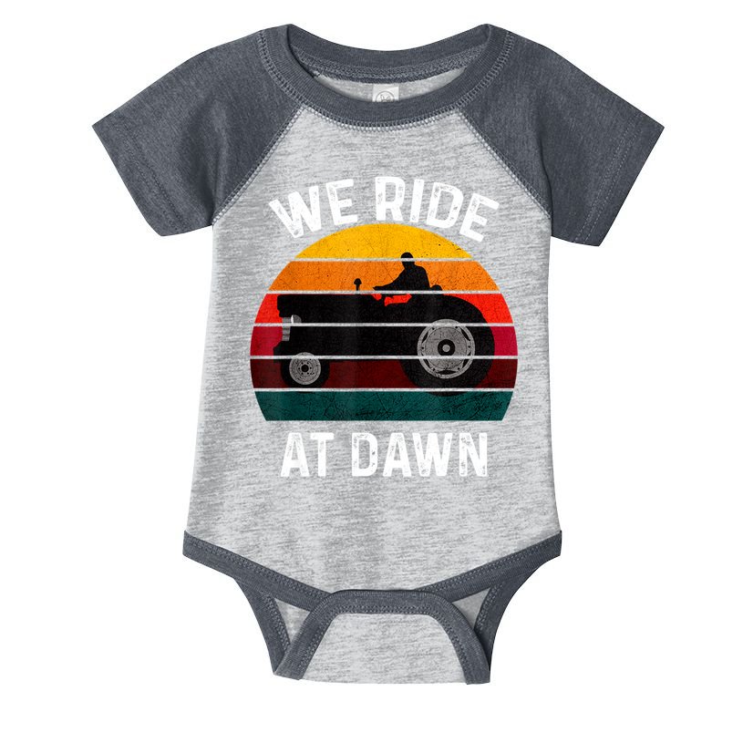We Ride At Dawn Lawn Mower Lawn Mowing Dad Yard Work For Men Infant Baby Jersey Bodysuit