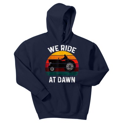 We Ride At Dawn Lawn Mower Lawn Mowing Dad Yard Work For Men Kids Hoodie