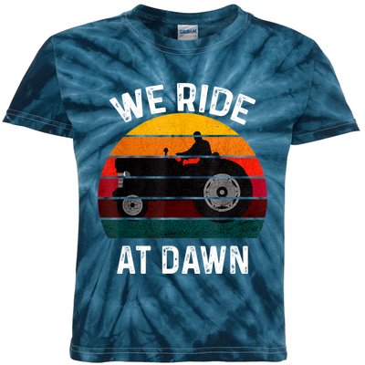 We Ride At Dawn Lawn Mower Lawn Mowing Dad Yard Work For Men Kids Tie-Dye T-Shirt