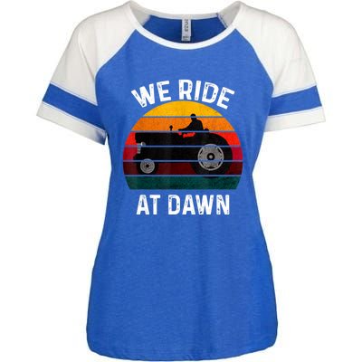 We Ride At Dawn Lawn Mower Lawn Mowing Dad Yard Work For Men Enza Ladies Jersey Colorblock Tee