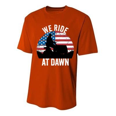 We Ride At Dawn Lawnmower Lawn Mowing Funny Dad Performance Sprint T-Shirt