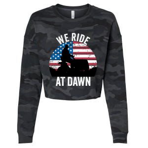 We Ride At Dawn Lawnmower Lawn Mowing Funny Dad Cropped Pullover Crew