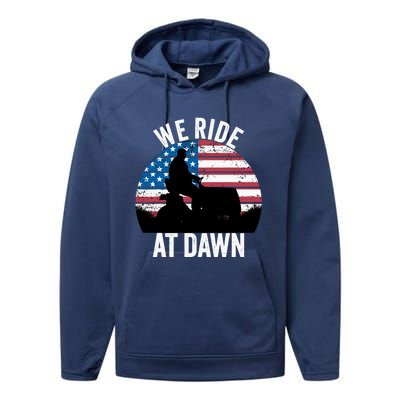 We Ride At Dawn Lawnmower Lawn Mowing Funny Dad Performance Fleece Hoodie