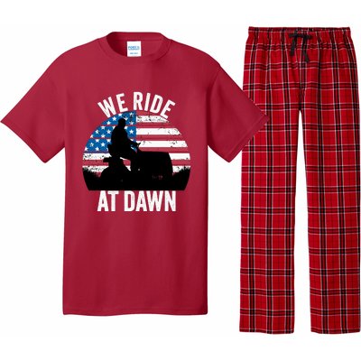 We Ride At Dawn Lawnmower Lawn Mowing Funny Dad Pajama Set