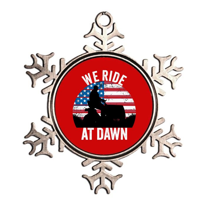 We Ride At Dawn Lawnmower Lawn Mowing Funny Dad Metallic Star Ornament