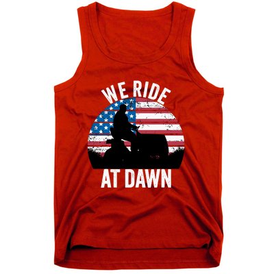 We Ride At Dawn Lawnmower Lawn Mowing Funny Dad Tank Top