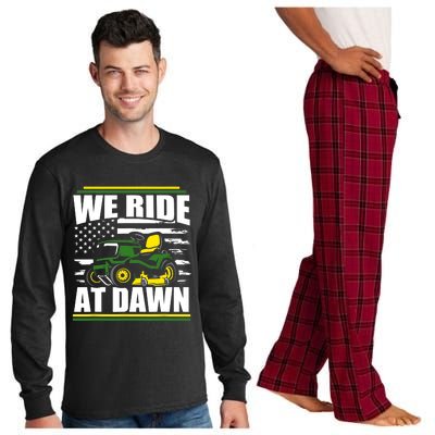 We Ride At Dawn Funny Lawn Mower American Flag Father's Day Long Sleeve Pajama Set