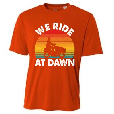 We Ride At Dawn Lawnmower Lawn Mowing Funny Dad Vintage Cooling Performance Crew T-Shirt