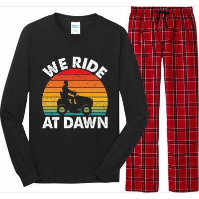 We Ride At Dawn Lawnmower Lawn Mowing Funny Dad Vintage Long Sleeve Pajama Set