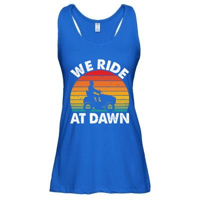 We Ride At Dawn Lawnmower Lawn Mowing Funny Dad Vintage Ladies Essential Flowy Tank