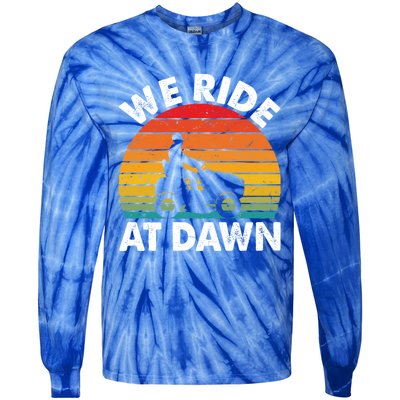 We Ride At Dawn Lawnmower Lawn Mowing Funny Dad Vintage Tie-Dye Long Sleeve Shirt