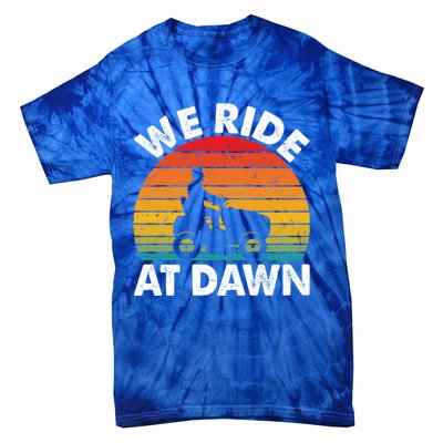 We Ride At Dawn Lawnmower Lawn Mowing Funny Dad Vintage Tie-Dye T-Shirt