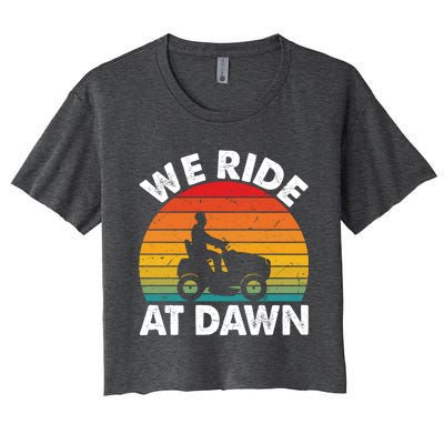 We Ride At Dawn Lawnmower Lawn Mowing Funny Dad Vintage Women's Crop Top Tee