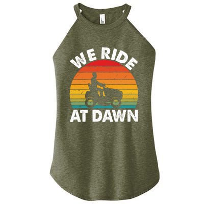 We Ride At Dawn Lawnmower Lawn Mowing Funny Dad Vintage Women's Perfect Tri Rocker Tank